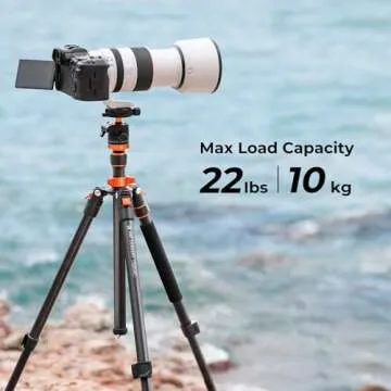 K&F Concept 78 inch Camera Tripod for DSLR Compact Aluminum Tripod with 360 Degree Ball Head and 10KG Load for Travel and Work K234A7+BH-28L (S210)