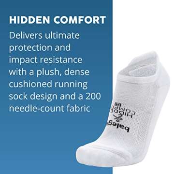 Balega Hidden Comfort No-show, Heel Tab, Running Socks for Men and Women (White & Black, Charcoal & Gray Medium, Set of Socks)