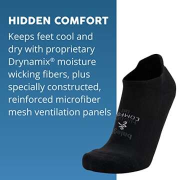 Balega Hidden Comfort No-show, Heel Tab, Running Socks for Men and Women (White & Black, Charcoal & Gray Medium, Set of Socks)