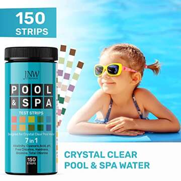 JNW 7-in-1 Pool Test Strips - 150 Quick & Accurate Testing Kit for Your Pool