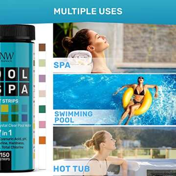 JNW 7-in-1 Pool Test Strips for Accurate Water Testing