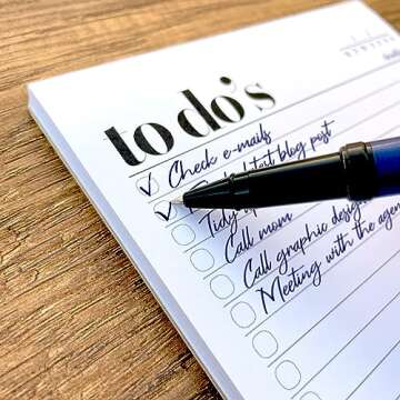 HADIGU To Do List Notepad A5 Size (8.3"x5.8") Premium Thick Paper With Cardboard Back Support, Undated Daily Planner Notepad, Daily To Do List Notebook, Ruled Pages, Checkboxes, Deadline Column.