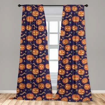 Lunarable Pumpkin Curtains for Festive Home Decor