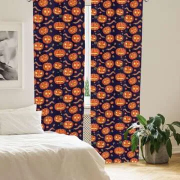 Lunarable Pumpkin Curtains for Festive Home Decor