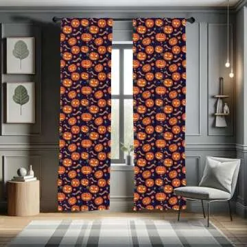 Lunarable Pumpkin Curtains for Festive Home Decor