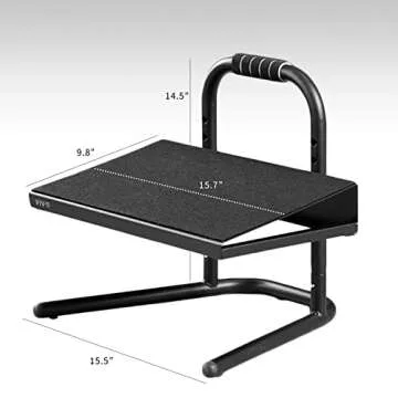 VIVO Ergonomic Height Adjustable Foot Rest Relief Platform, Elevated Stool for Comfortable Sit to Stand Workstation, Non-Slip Surface, Portable, Home Office Classroom Use, Black, STAND-FT01