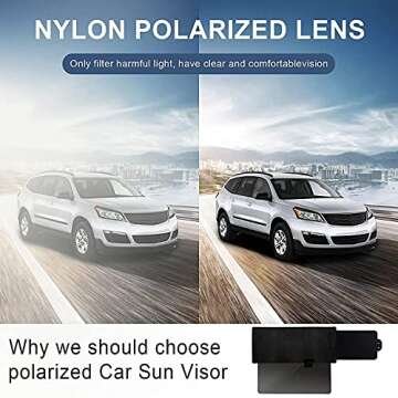 Veharvim Polarized Sun Visor for Car, UV400 Car Sun Visor Extension with Polycarbonate Lens and Side...