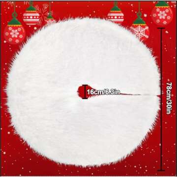 30 Inches Christmas Tree Skirt, Faux Fur White Pencil Tree Skirt Christmas Tree Decorations Plush Xmas Tree Mat, Soft Thick Base Cover for Christmas Decor New Year Party Holiday Home Decor