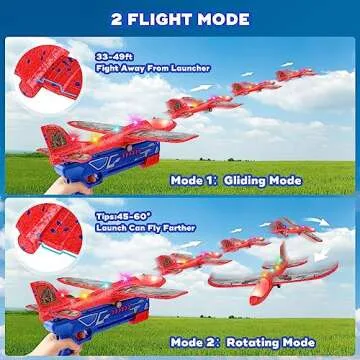3 Pack Airplane Launcher Toy for Kids, 12.6" LED Foam Glider Plane, 2 Flight Mode Catapult Plane Boy...