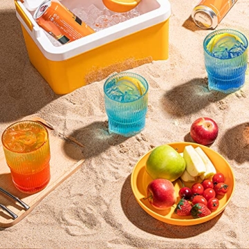 Stylish Combler Ribbed Glasses Set - 14 oz Drinking Glasses