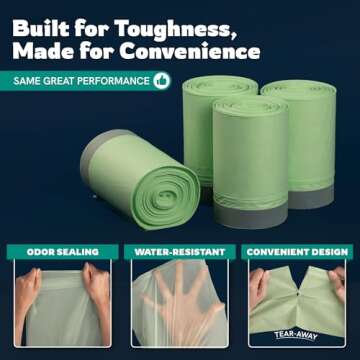 Panther Armor Cat Litter Bags for Poop - 100x Unscented Pet Waste Bags, 13x9in Leak Proof Kitty Litter Bags - Odor Proof, Easy Open Dispenser Box of Cat Poop Bags