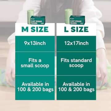 Panther Armor Cat Litter Bags for Poop - 100x Unscented Pet Waste Bags, 13x9in Leak Proof Kitty Litter Bags - Odor Proof, Easy Open Dispenser Box of Cat Poop Bags