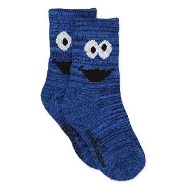 Sesame Street Elmo Baby Toddler Boys Girls 6 Pack Crew Socks with Grippers (12-24 Months, Multicolor)