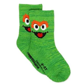 Sesame Street Elmo Baby Toddler Boys Girls 6 Pack Crew Socks with Grippers (12-24 Months, Multicolor)
