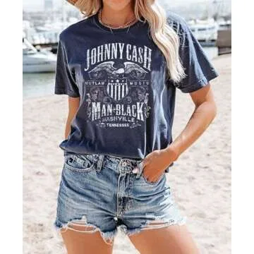 Country Music Tshirt for Women Vintage Nashville Tennessee Graphic Shirts Music Lovers Summer Vacati...