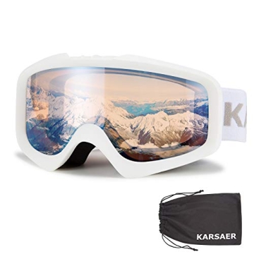 Karsaer Ski Goggles Anti-Fog Snow Goggles OTG 100% UV Protection Snowboard Goggles Bendable Dual-Len...