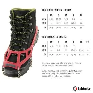 Kahtoola MICROspikes Footwear Traction for Winter Trail Hiking & Ice Mountaineering - Red - Large