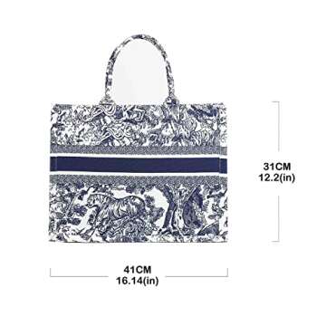 MOMEITU Fashion luxury tote bag cotton linen one shoulder handbag large capacity jacquard embroidery...