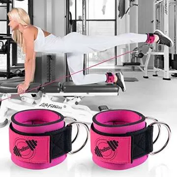 Ankle Strap for Cable Machine Attachments for Gym Ankle Straps for Cable Machines Straps Foot Straps for Cable Machine Attachment Glute Machine Gym Accessories for Women (Pink)
