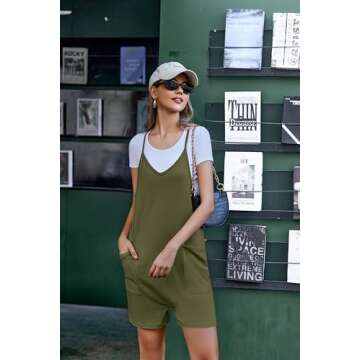 Ekouaer Womens Shorts Jumpsuits Maternity Rompers Casual Summer Outfits Overalls Jumpers With Pockets Loose And Comfy Fashion Clothes Green M