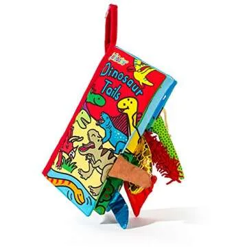 Zocita Baby Soft Animal Tails Activity Cloth Book with Crinkle Fabric, Dinosaur Tails