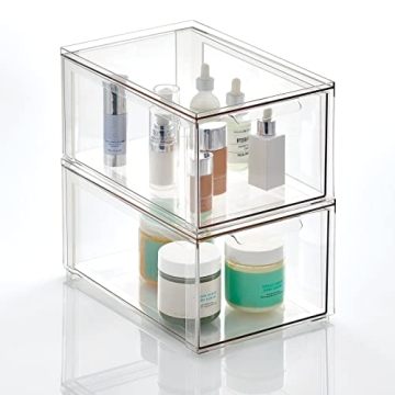 mDesign Clear Stackable Bathroom Storage Organizer Bin