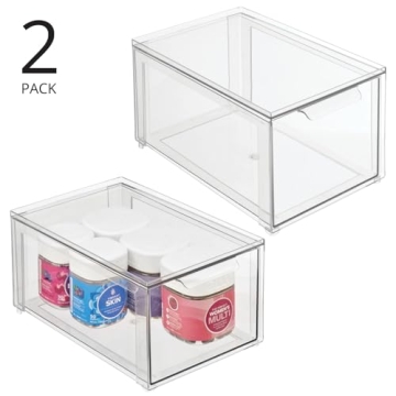 mDesign Clear Stackable Bathroom Storage Organizer Bin