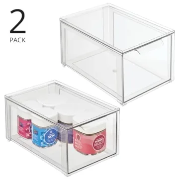 mDesign Clear Stackable Bathroom Storage Organizer Bin