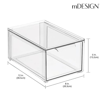 mDesign Clear Stackable Bathroom Storage Organizer Bin