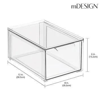 mDesign Clear Stackable Bathroom Storage Organizer Bin