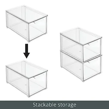 mDesign Clear Stackable Bathroom Storage Organizer Bin