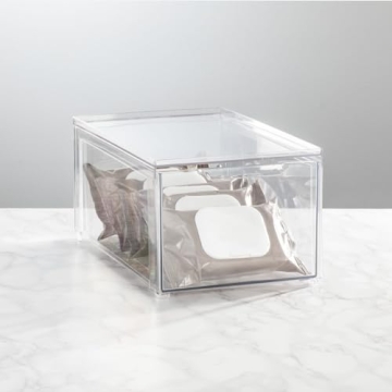 mDesign Clear Stackable Bathroom Storage Organizer Bin