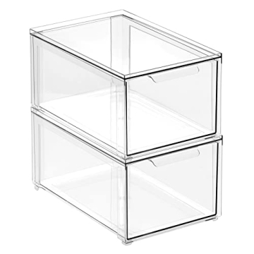 mDesign Clear Stackable Bathroom Storage Organizer Bin
