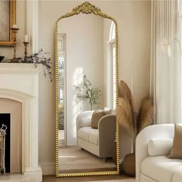 G-LEAF Vintage Baroque Full Length Floor Mirror 22"X65", Victorian Antique Mirror with Brush Gold Or...