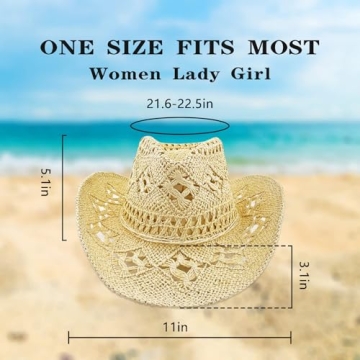 XUDONGXU Straw Cowboy Hat for Sun Protection and Style