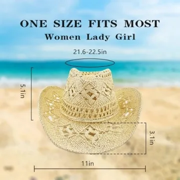 XUDONGXU Straw Cowboy Hat for Sun Protection and Style