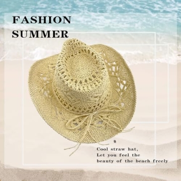 XUDONGXU Straw Cowboy Hat for Sun Protection and Style