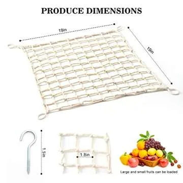 Macrame Fruit Hammock Veggie Hammock Hanging Fruit Hammock for Kitchen Under Cabinet Hanging Fruit Holder Hanging Fruit Basket Banana Holder