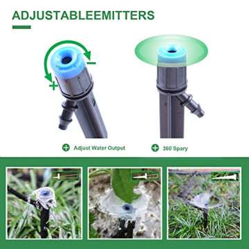 MIXC Drip Emitters 50PCS Adjustable Flow Garden Watering