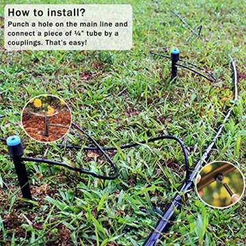 MIXC Drip Emitters 50PCS Adjustable Flow Garden Watering