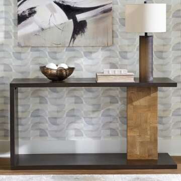 Signature Design Ashley Camlett Modern Console Table with Patchwork Design
