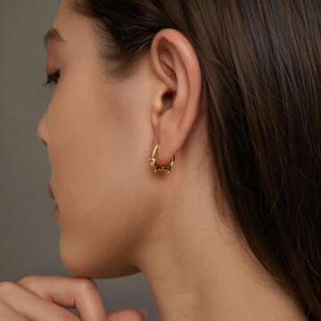 RUKYF Gold Plated 925 Sterling Silver Dachshund Hoop Earrings for Women Cute Dachshund Silver Earrin...