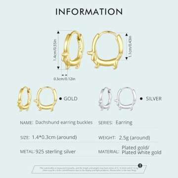 Dachshund Hoop Earrings - Cute Gold Plated Sterling Silver