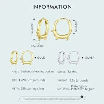 Dachshund Hoop Earrings - Cute Gold Plated Sterling Silver