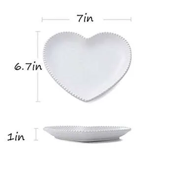 CHOOLD Elegant Ceramic Heart Shaped Salad Plate/Dessert Plate for Home Kitchen Party Xmas-7 Inch-Set...