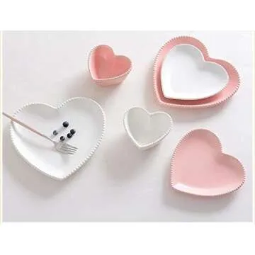 Heart Shaped Ceramic Plates Set of 4 - Elegant Dining