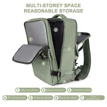 UPPACK Travel Backpack For Women Men Carry On Backpack Flight Approved Gym Bag With Shoe Compartment...