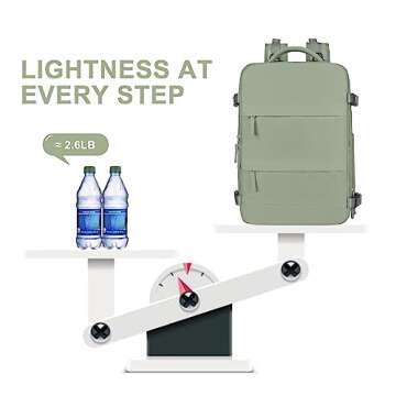 UPPACK Travel Backpack For Women Men Carry On Backpack Flight Approved Gym Bag With Shoe Compartment Hiking Waterproof Laptop Backpack College Essentials Grey Green