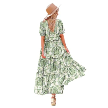 YESNO 2024 Bohemian Floral Maxi Dress - Comfort & Style with Pockets