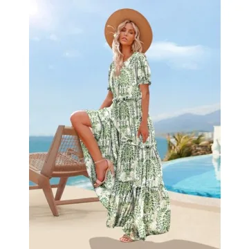 YESNO 2024 Bohemian Floral Maxi Dress with Pockets